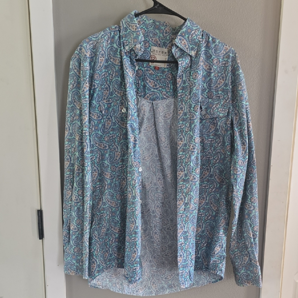 Roper Blue and White Paisley Men's Shirt